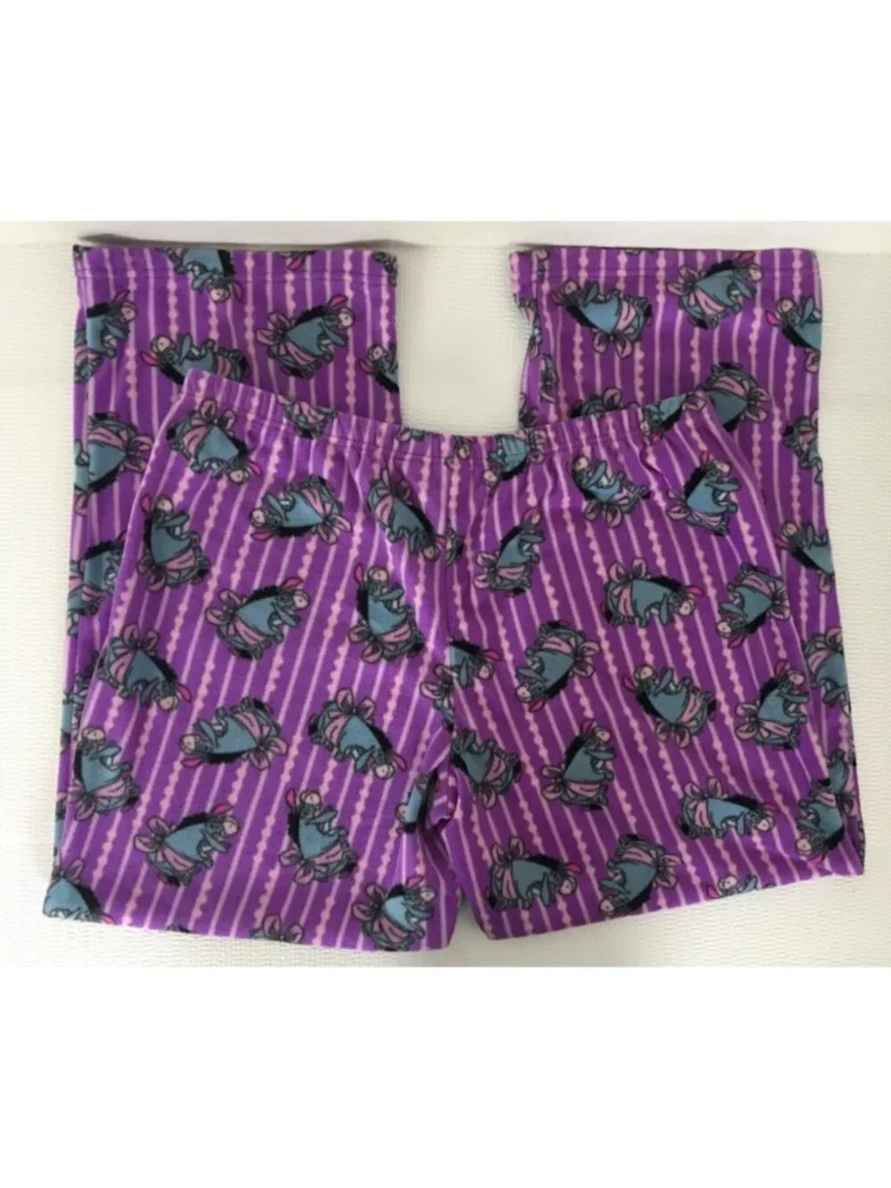 Disney Pajama Bottoms Size XL 2 Shades of Purple Stripe with Blue Eeyore - Picture 6 of 14